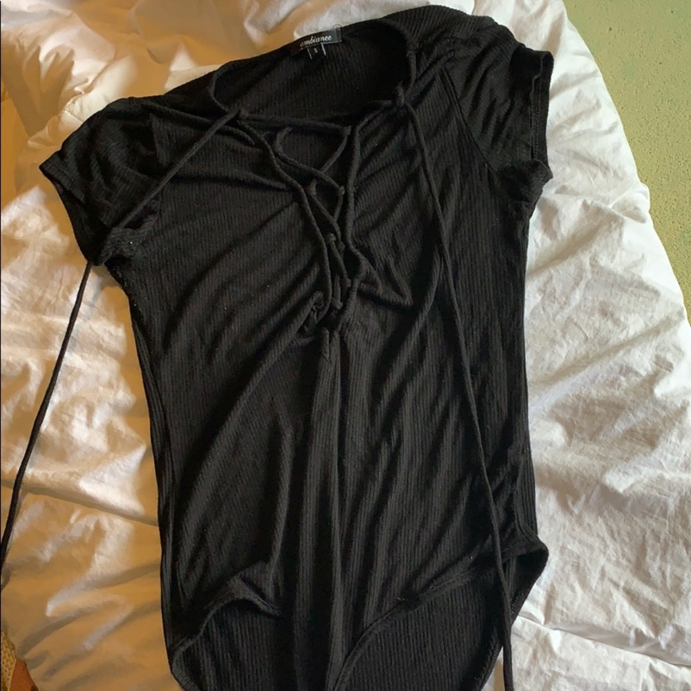 Black lace up bodysuit
